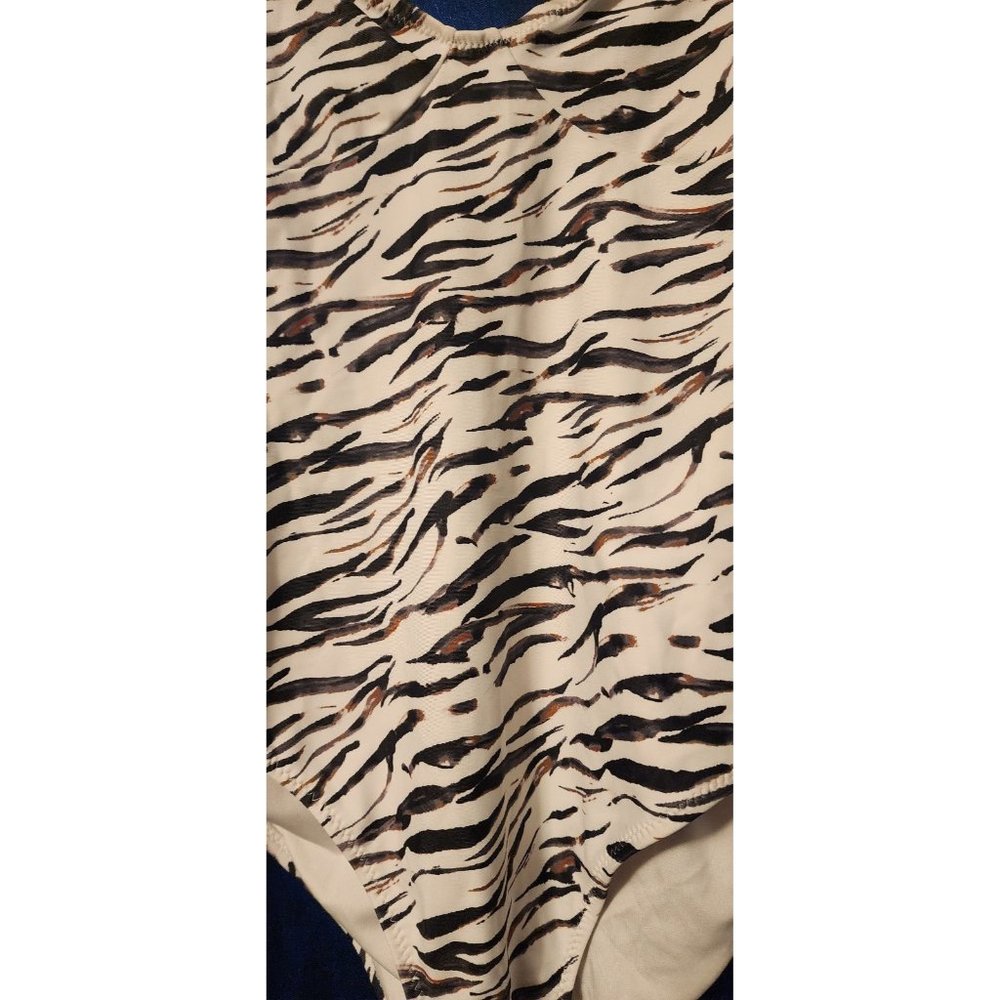 TOPSHOP one piece swimsuit tiger striped animal print womens size 6